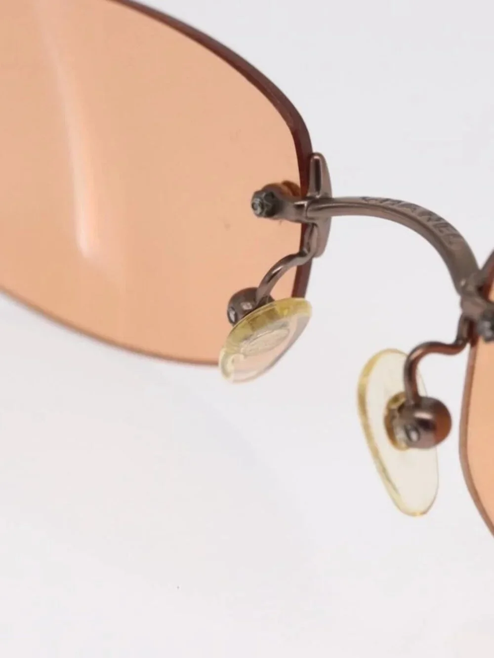 CHANEL Sunglasses metal Orange CC Auth ka2083